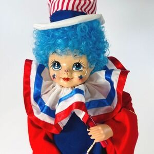 Vtg Doll Brinns 1986 4th of July Clown Patriotic Red White Blue American Flag LE